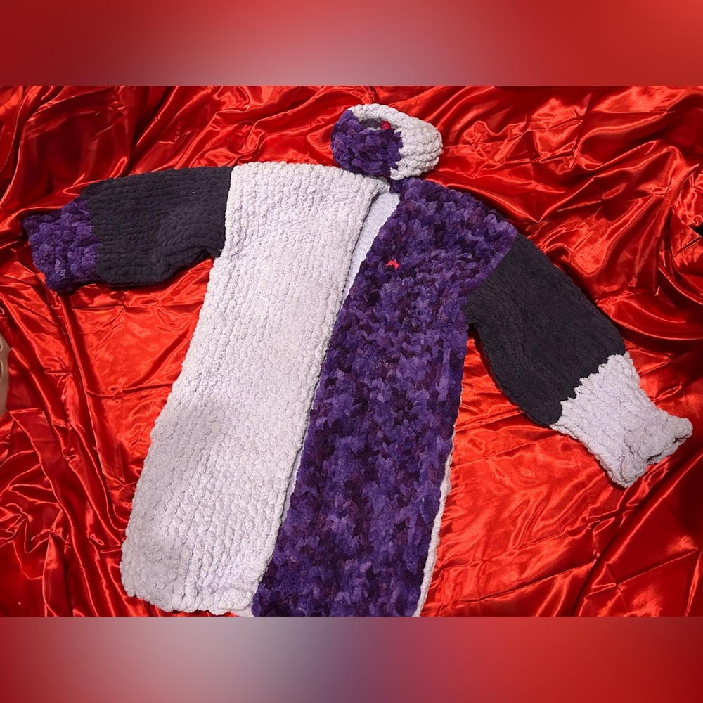 Purple and Gray Knit Coat